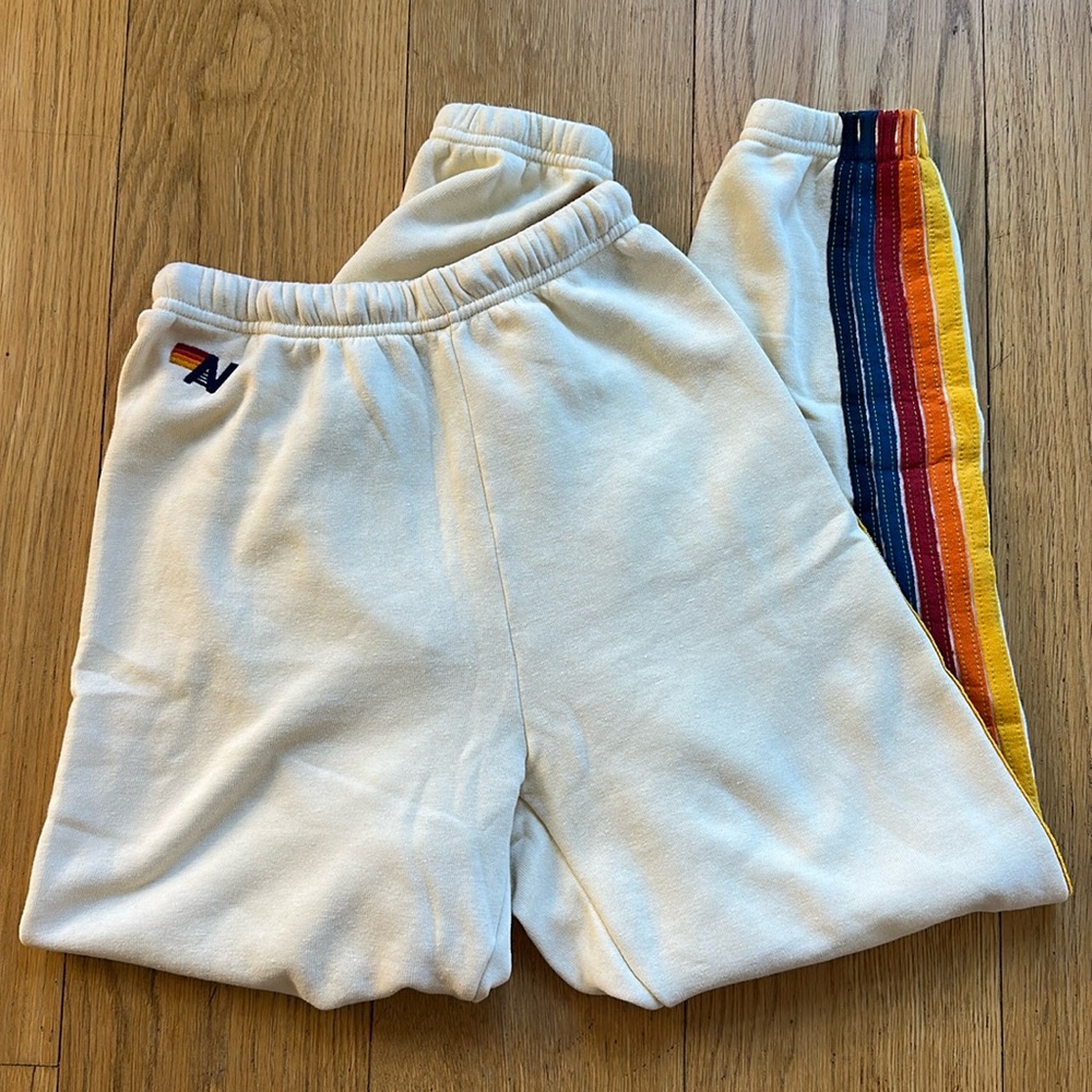 Aviator Nation W’s 5 stripe sweatpants/ BRAND NEW-never worn/ sz S/vintage white